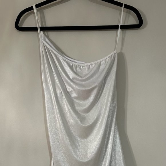 Silver One Shoulder Bodycon Dress - Picture 3 of 4